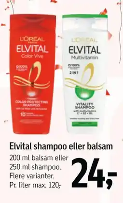 Føtex Elvital shampoo eller balsam, DKK 24 tilbud