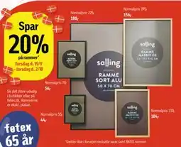 Føtex Spar 20% på rammer* Torsdag d. 19/9 - torsdag d. 2/10 tilbud