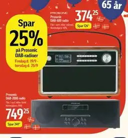 Føtex Spar 25% på Prosonic DAB-radioer tilbud