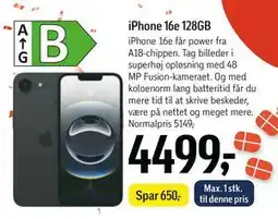 Føtex iPhone 16e 128GB, DKK 4499 tilbud