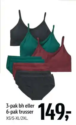 Føtex 3-pak bh eller 6-pak trusser, DKK 149 tilbud
