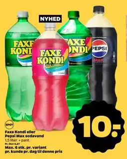 Netto Faxe Kondi eller Pepsi Max sodavand, DKK 10 tilbud