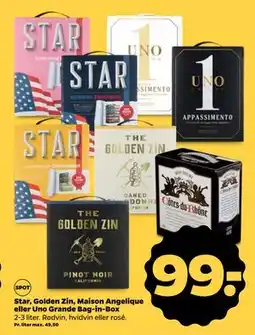 Netto Star, Golden Zin, Maison Angelique eller Uno Grande Bag-in-Box, DKK 99 tilbud