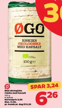 Netto ØGO økologiske riskiks med havsalt, DKK 6.26 tilbud