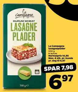 Netto La Campagna lasagneplader, DKK 6.97 tilbud