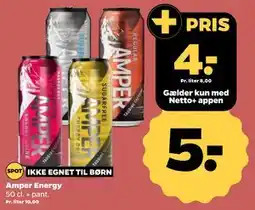 Netto Amper Energy, DKK 5, App-pris tilbud