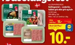 Lidl Kyllingeover-, -underlår, hakket gris eller gris og kalv, DKK 15, App-pris tilbud