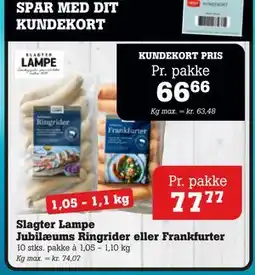 Poetzsch Padborg Slagter Lampe Jubilæums Ringrider eller Frankfurter, DKK 77.77, Medlemspris tilbud
