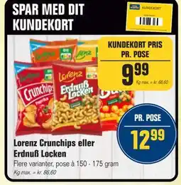 Otto Duborg Lorenz Crunchips eller Erdnuß Locken, DKK 12.99, Medlemspris tilbud