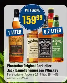 Otto Duborg Plantation Original Dark eller Jack Daniel’s Tennessee Whiskey, DKK 159.99 tilbud