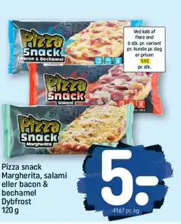 REMA 1000 Pizza snack Margherita, salami eller bacon & bechamel Dybfrost tilbud