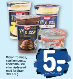 REMA 1000 Citronfromage, vaniljemousse, chokomousse eller risdessert med jordbær tilbud