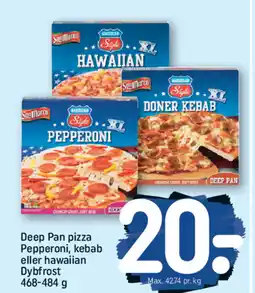 REMA 1000 Deep Pan pizza Pepperoni, kebab eller hawaiian Dybfrost tilbud