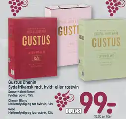 REMA 1000 Gustus Chenin Sydafrikansk rød-, hvid- eller rosévin tilbud