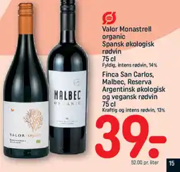 REMA 1000 Valor Monastrell organic Spansk økologisk rødvin tilbud