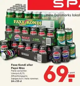 SPAR Faxe Kondi eller Pepsi Max, DKK 69 tilbud