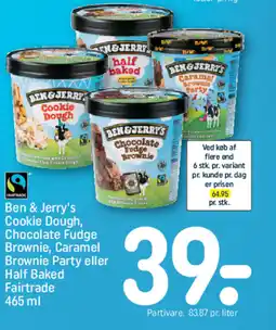 REMA 1000 Ben & Jerry's Cookie Dough, Chocolate Fudge Brownie, Caramel Brownie Party eller Half Baked Fairtrade tilbud