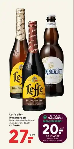 SPAR Leffe eller Hoegaarden, DKK 27, App-pris tilbud
