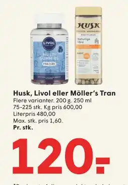 SPAR Husk, Livol eller Möller’s Tran, DKK 120 tilbud