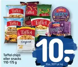 REMA 1000 Taffel chips eller snacks 110-175 g, DKK 10 tilbud