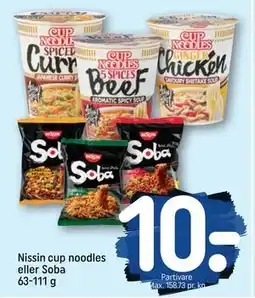 REMA 1000 Nissin cup noodles eller Soba 63-111 g, DKK 10 tilbud