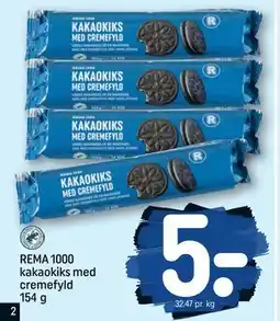 REMA 1000 REMA 1000 kakaokiks med cremefyld 154 g, DKK 5 tilbud
