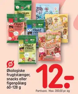 REMA 1000 Økologiske frugtstænger, snacks eller figenpålæg 60-128 g, DKK 12 tilbud