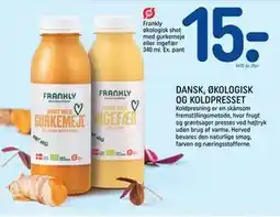 REMA 1000 Frankly økologisk shot med gurkemeje eller ingefær 340 ml. Ex. pant., DKK 15 tilbud