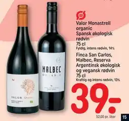 REMA 1000 Valor Monastrell organic Spansk økologisk rødvin 75 cl, DKK 39 tilbud
