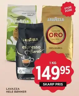 MENY LAVAZZA HELE BØNNER, DKK 149.95 tilbud