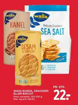 MENY WASA RUNDA, CRACKERS ELLER BISCUIT, DKK 22 tilbud