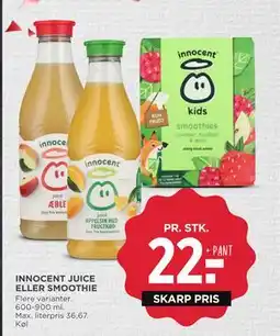 MENY INNOCENT JUICE ELLER SMOOTHIE, DKK 22 tilbud