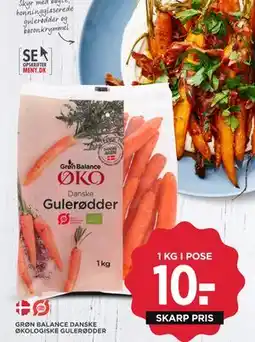 MENY GRØN BALANCE DANSKE ØKOLOGISKE GULERØDDER, DKK 10 tilbud