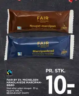 MENY FAIR BY SV. MICHELSEN HÅNDLAVEDE MARCIPANBRØD, DKK 10 tilbud