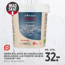 MENY GRØN BALANCE ØLLINGEGAARD ØKOLOGISK LAKTOSEFRI GRÆSK YOGHURT 10%, DKK 32 tilbud