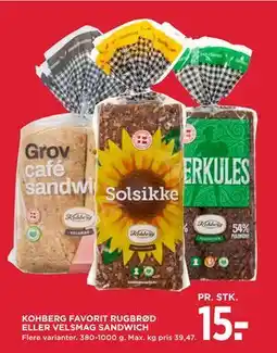 MENY KOHBERG FAVORIT RUGBRØD ELLER VELSMAG SANDWICH, DKK 15 tilbud