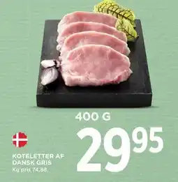 MENY KOTELETTER AF DANSK GRIS, DKK 29.95 tilbud