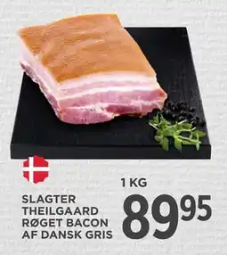 MENY SLAGTER THEILGAARD RØGET BACON AF DANSK GRIS, DKK 89.95 tilbud