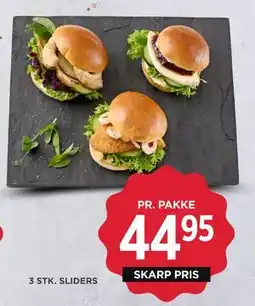 MENY 3 STK. SLIDERS, DKK 44.95 tilbud