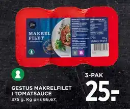 MENY GESTUS MAKRELFILET I TOMATSAUCE, DKK 25 tilbud