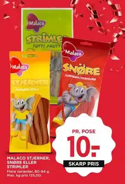 MENY MALACO STJERNER, SNØRE ELLER STRIMLER, DKK 10 tilbud
