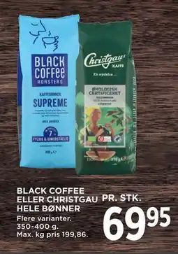 MENY BLACK COFFEE ELLER CHRISTGAU HELE BØNNER, DKK 69.95 tilbud