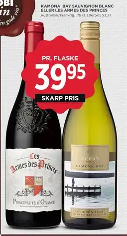 MENY KAMONA BAY SAUVIGNON BLANC ELLER LES ARMES DES PRINCES, DKK 39.95 tilbud
