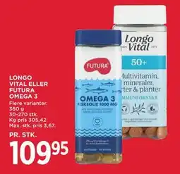 MENY LONGO VITAL ELLER FUTURA OMEGA 3, DKK 109.95 tilbud
