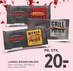 MENY LANGELÆNDER PØLSER, DKK 20 tilbud