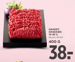 MENY HAKKET OKSEKØD 14-18 %, DKK 38 tilbud