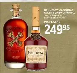 MENY HENNESSY VS COGNAC ELLER BUMBU ORIGINAL, DKK 249.95 tilbud