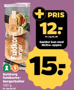 Netto Kohberg fuldkorns- burgerboller tilbud