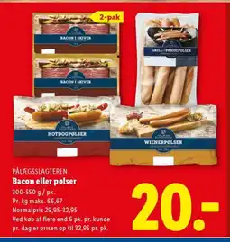 Lidl PÅLÆGSSLAGTEREN Bacon eller pølser tilbud