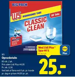 Lidl W5 Opvasketabs tilbud